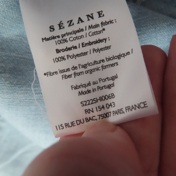 sezane rue saint fiacre denim button up floral embroidered sz 36 us 4 - Picture 6 of 6